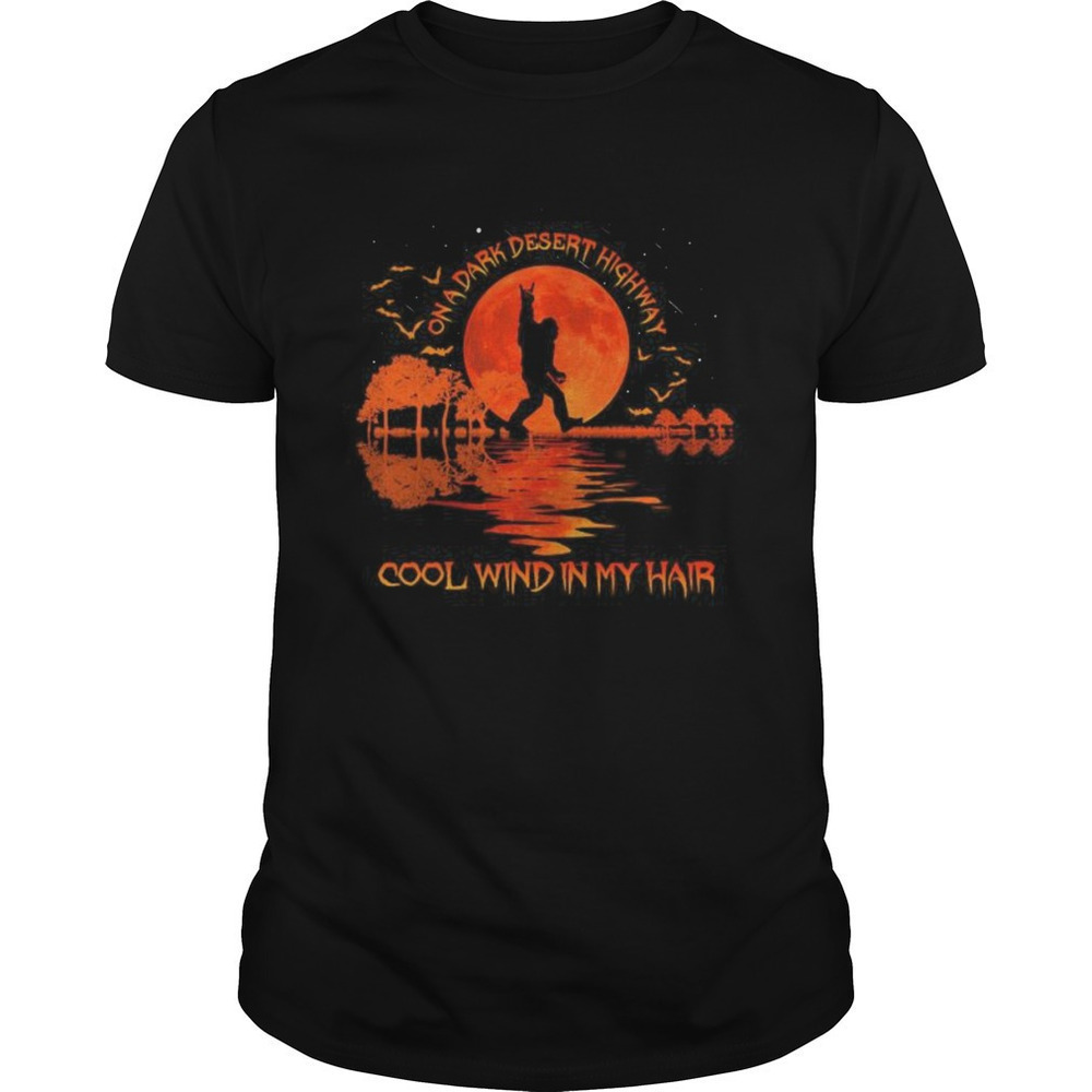 Bigfoot Dark Desert Highway Moon Graphic Unisex T-Shirt